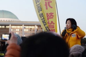 박근혜 대통령 탄핵소추안 가결 후 국회앞 
