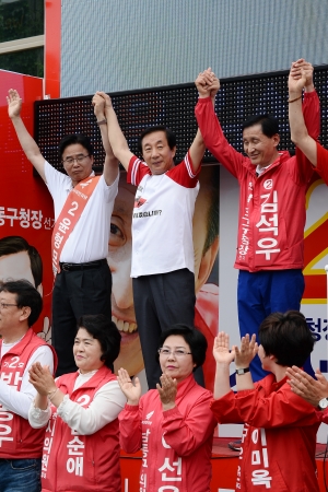 김성태, 김석우 자유한국당 인천 남동구청장 후보 지원유세