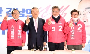 김종인, 태구민 선거사무소 방문