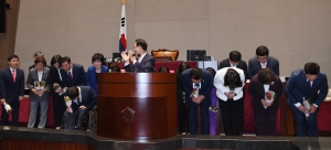 통합당, 한국당과 합당 후 첫 당선인 총회