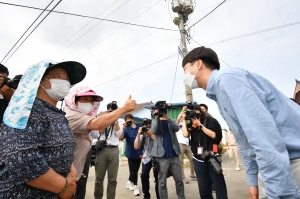 이준석, 이길리 수해 마을 현장 점검