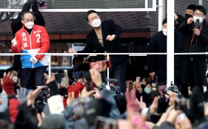 윤석열, 대실역 사거리 유세