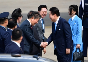 미국 국빈 방문 마친 윤석열 서울공항 귀국